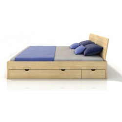 Masívna posteľ z borovice s úložným priestorom